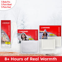 Body + Hand + Foot Warmers Combo (Pack Of 5 Pcs Body + 5 Pairs Hand + 5 Pairs Foot )
