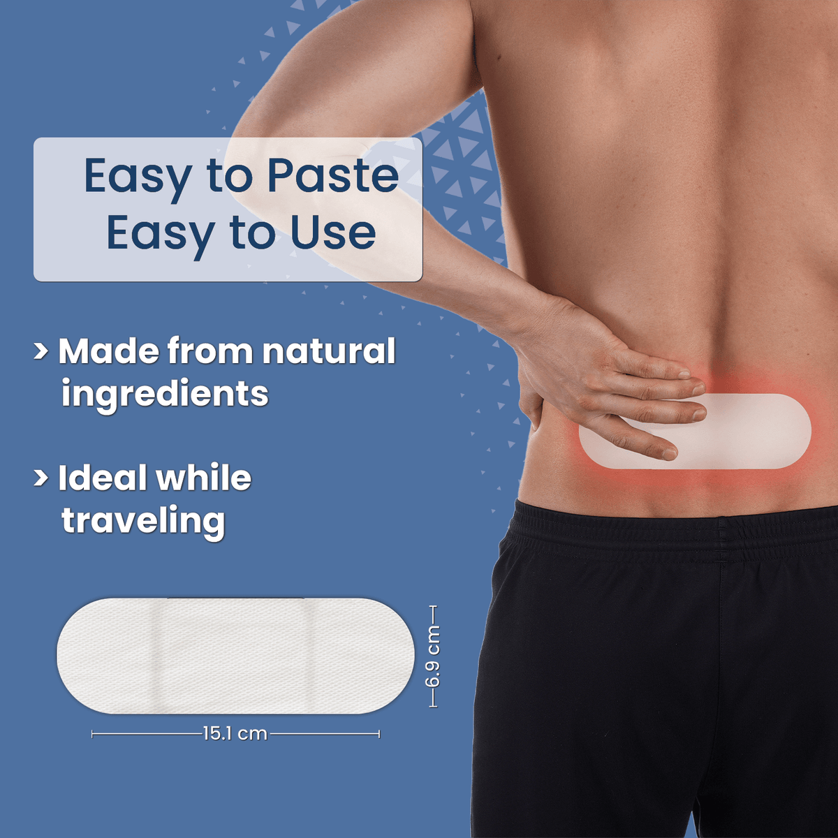 BluHeat Back Pain Relief Patches - (Pack of 8 Regular Patches)