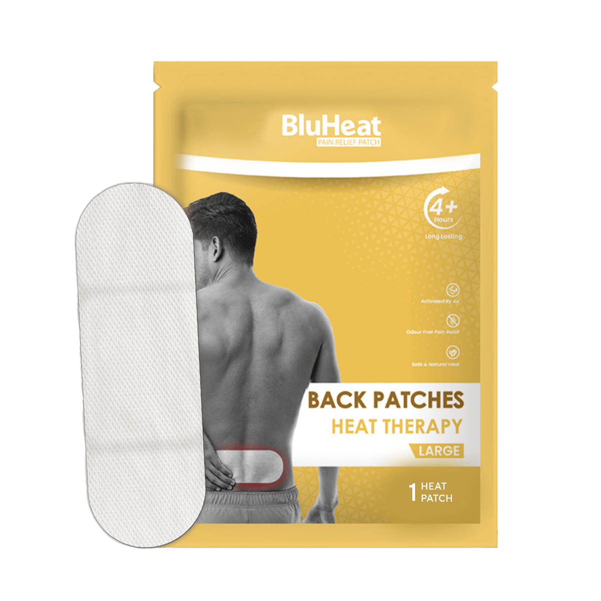 BluHeat Back Pain Relief Patches -LARGE (Pack of 1 Patch)